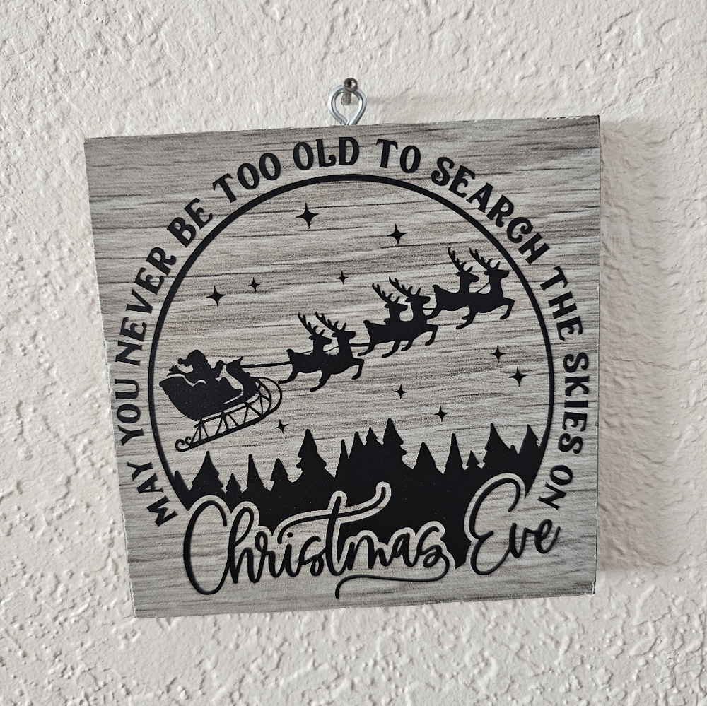 Handmade Christmas Decorative Sign Ornament Santa Reindeer